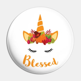 Unicorn Thanksgiving Women and Toddler Fall T-Shirt blessed Pin