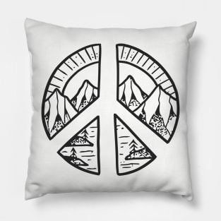 Peace Sign and Mountain Design Pillow