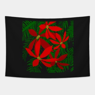 Poinsettias and Palms Tapestry