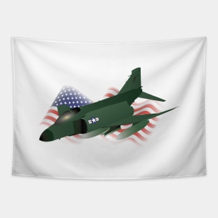 F-4 Phantom Jet Interceptor with US Flag Tapestry