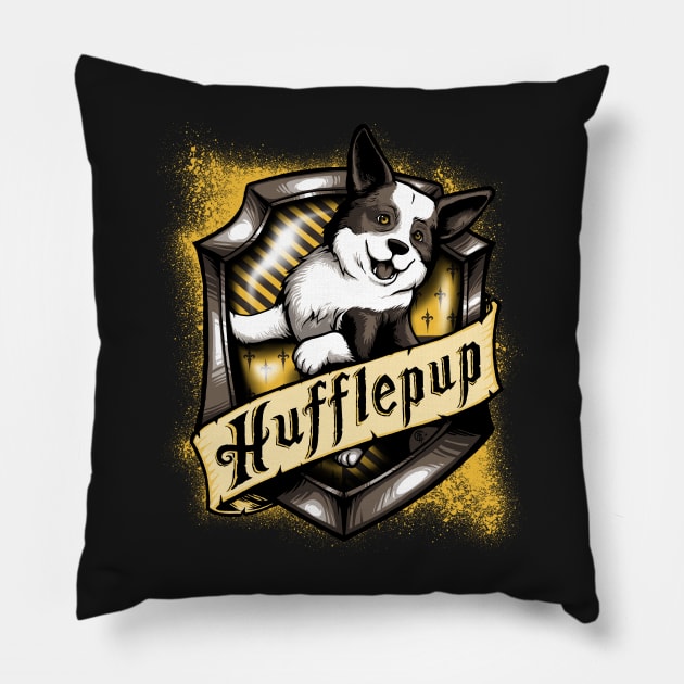 Hairy Pupper House Hufflepup Pillow by dauntlessds