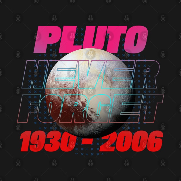 Pluto Never Forget Synthwave Neon Style by Zen Cosmos Official