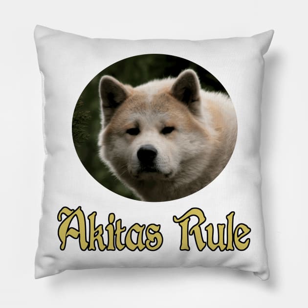 Akitas Rule Pillow by Naves