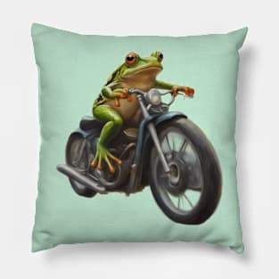 Frog on Bike Pillow