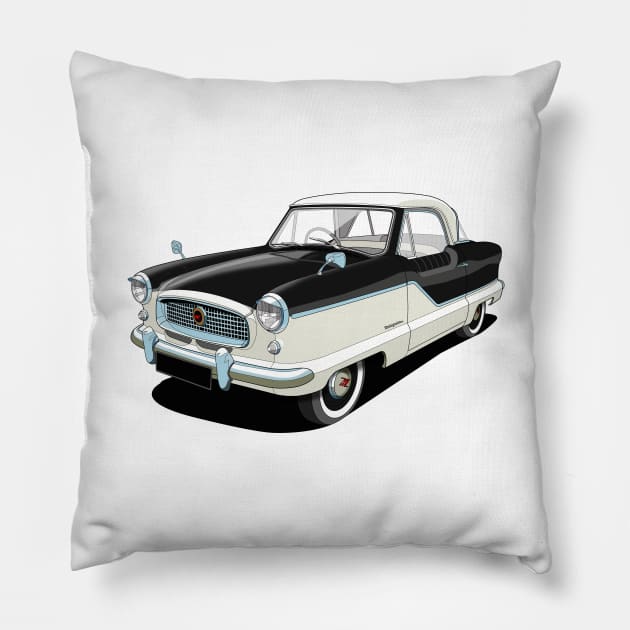 Austin Metropolitan in two tone black and white Pillow by candcretro