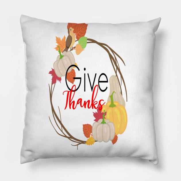 Give Thanks Pillow by Cargoprints