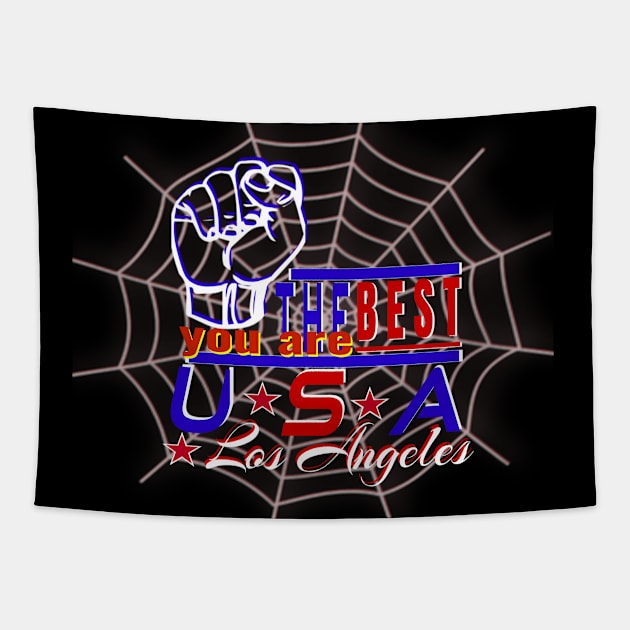 surfing festival in Los Angeles You Are The Best USA Spider web design Tapestry by Top-you