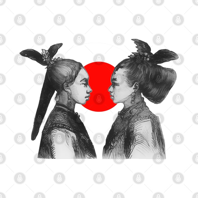 The hair, the hairstyle of the Chinese woman. Vintage design. by Marccelus
