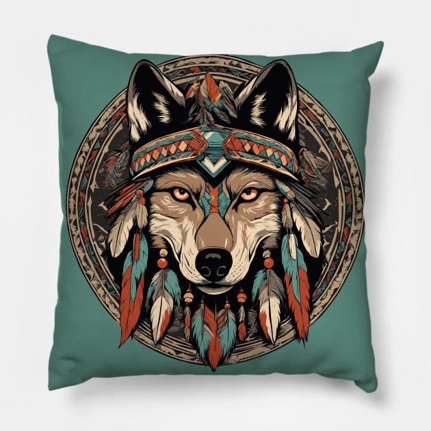 Wolf Totem Pillow by Ray Crimson