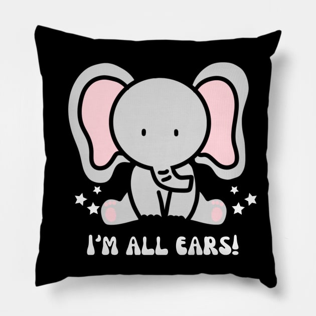 Elephant - I'm all ears Pillow by ProLakeDesigns