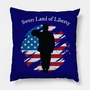 Patriotic Distressed Soldier Salute Sweet Land of Liberty Pillow