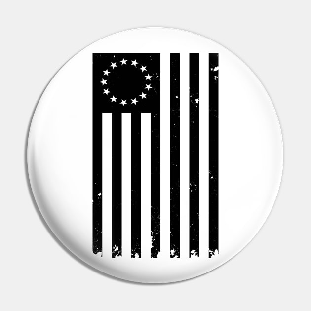 Black Vertical Betsy Ross Flag Pin by DazzlingApparel