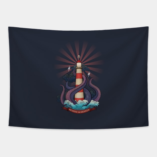 Beware the Kraken Tapestry by illustore