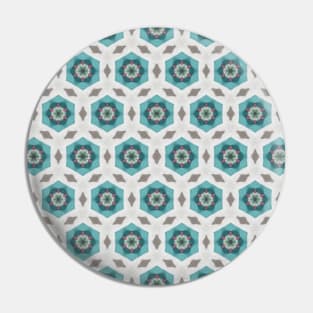 Turquoise Hexagon Pattern Pin