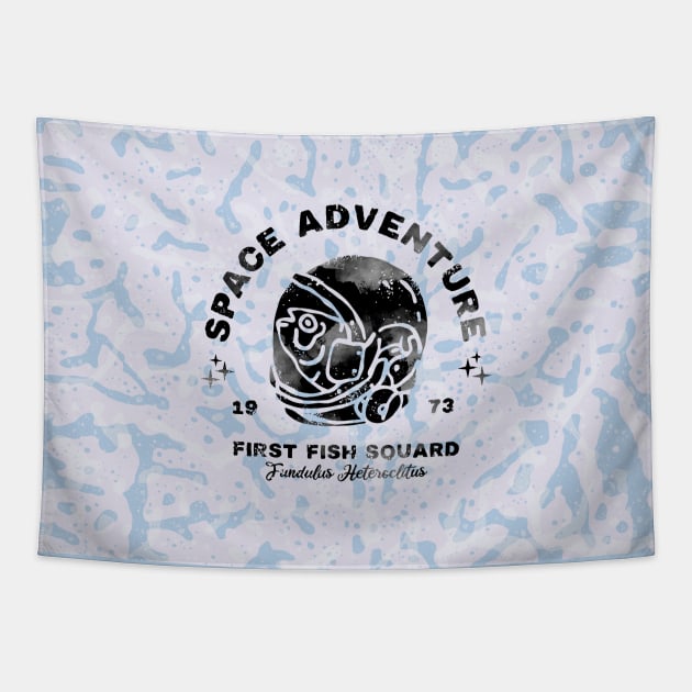 Vintage Space Travel Astronaut Fish Tapestry by okpinsArtDesign