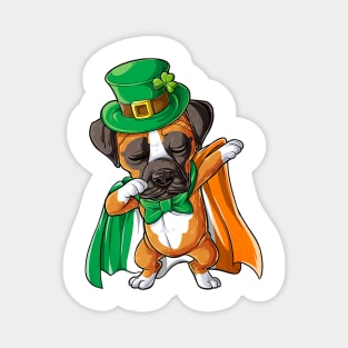 Dabbing Boxer St Patricks Day Boys Leprechaun Irish Magnet