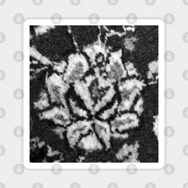 black and white flower, flower design, floral designs, minimal art, abstract art, floral pattern, antique rug photo , For custom orders please DM me. Magnet by Hadigheh-art