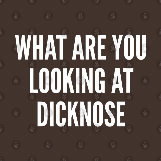 Offensive - What Are You Looking AT Dick Nose - Funny Jokes Statement Humor Movie Parody by sillyslogans