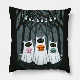 Jack o Lantern Contest Kitties Pillow