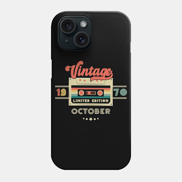 Vintage October 1970 Music Cassette - Limited Edition - 52 Years Old Birthday Gifts Phone Case by Vixel Art