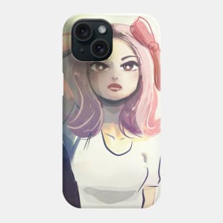 Pink Haired Woman Wearing a Bow Phone Case