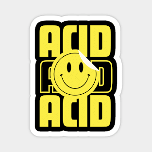 ACID HOUSE  - Font With Smiley Peel Sticker (yellow) Magnet