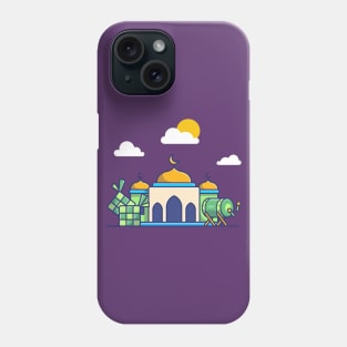 Mosque, ketupat And Bedug Drumb Cartoon Phone Case