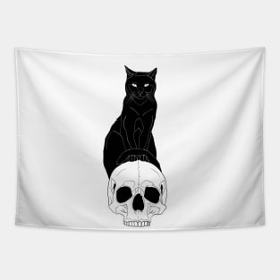 Halloween Design - Cat with Skull Tapestry