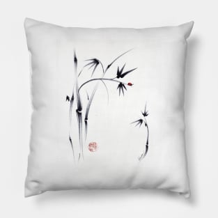 Lovely Day - Sumie ink brush pen painting Pillow