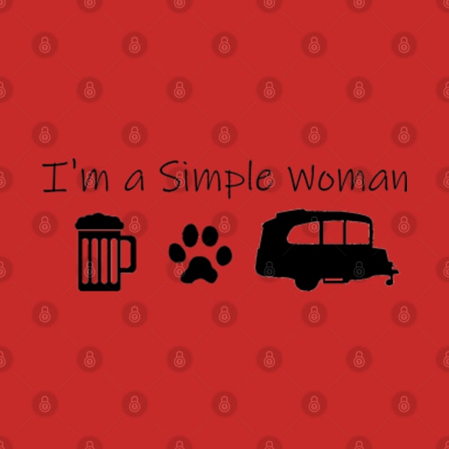 Airstream Basecamp "I'm a Simple Woman" - Beer, Cats & Basecamp T-Shirt by dinarippercreations