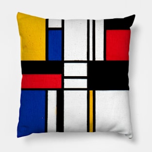 Mondrian Inspired Geometric Abstract Acrylic Painting XIV Pillow