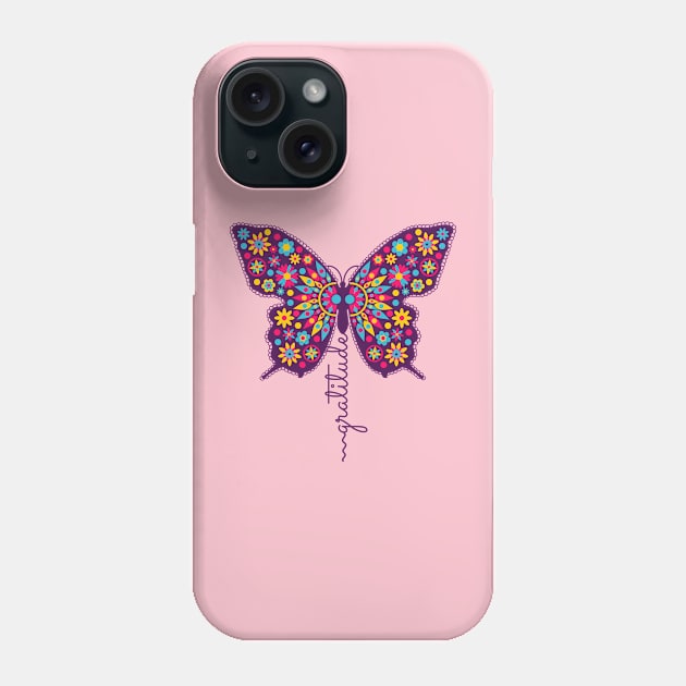 A Cute Design with the Gratitude on a Vibrant Butterfly Design Phone Case by 4thSeason