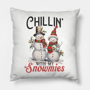 Chilling with my snowmies Pillow