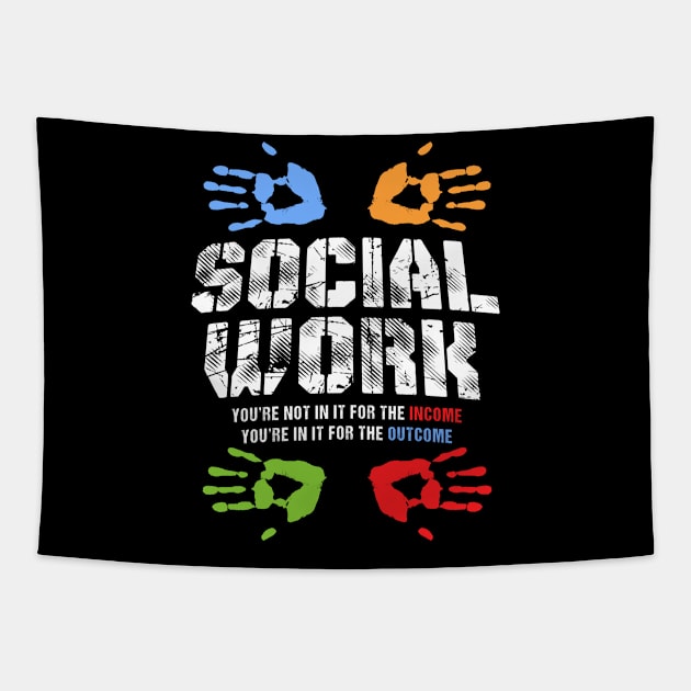 Social Worker Rainbow Hands Inspirational Tapestry by lenaissac2