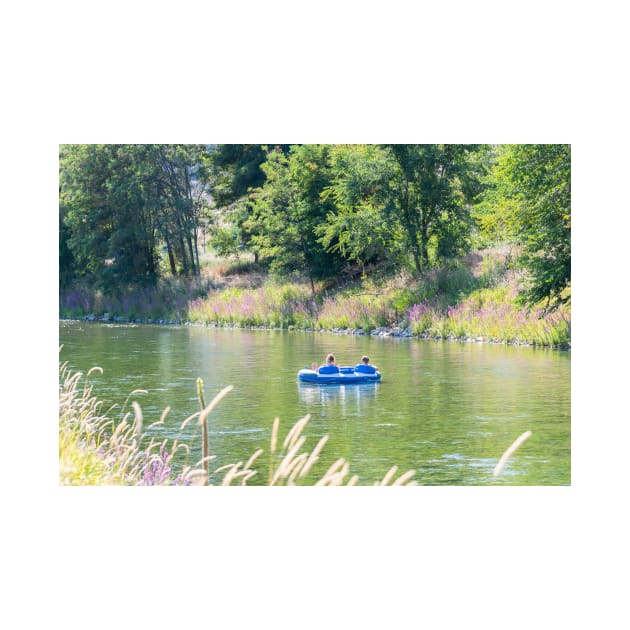 Couple Floating Down the Penticton River Channel in Summer by Amy-K-Mitchell