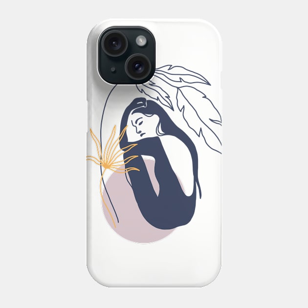 Summer Women Leaf Illustrations Phone Case by NJORDUR