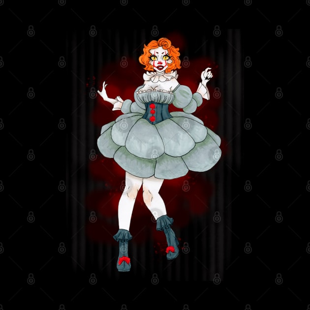 Cute horror clown girl by Beelixir Illustration