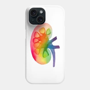 Watercolor Rainbow Kidney (white) Phone Case