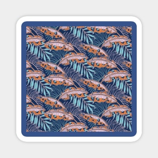 Blue Leopard Banana Leaves Magnet