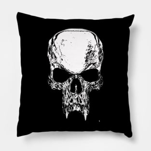 White vampire skull, black background. Pillow