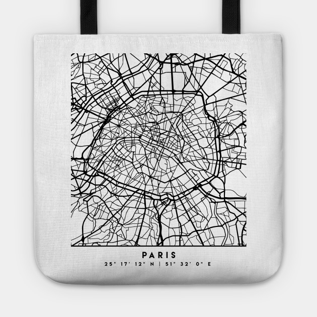 Paris France Black City Street Map Art Paris Tote Teepublic Paris France Black City Street Map Art Paris Tote Teepublic