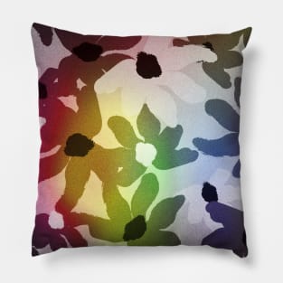 Pattern with floral elements in soft rainbow colors on grey background Pillow