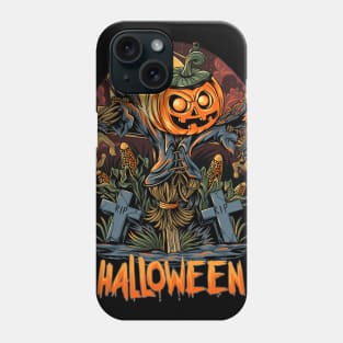 Halloween Scarecrow pumpkin and ravens Phone Case