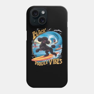 Aquatic Black Poodle: Surfing the Big Wave Phone Case