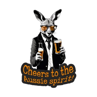 Kangaroo with a bottle and a glass of beer T-Shirt