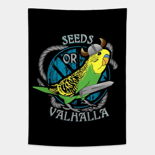 Seeds or VALHALLA green budgie Tapestry by FandomizedRose