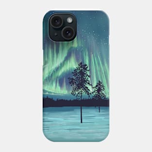 Northern lights camping Phone Case