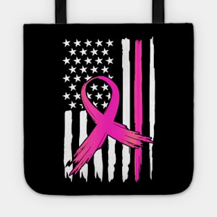 Ribbon Flag USA American Breast Cancer Awareness Tote