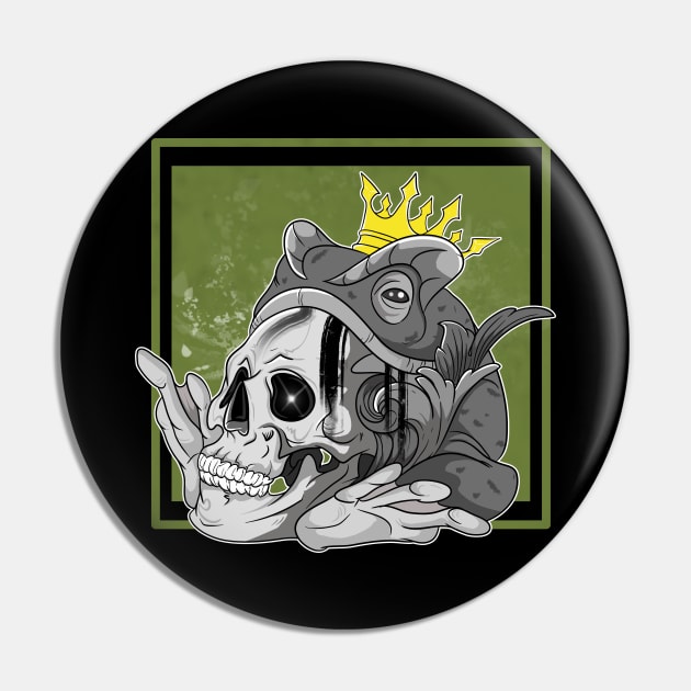 Gothic Prince Skull With Crown Pin by Trendy Black Sheep