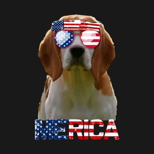 Merica Beagles Dog American Flag 4Th Of July T-Shirt